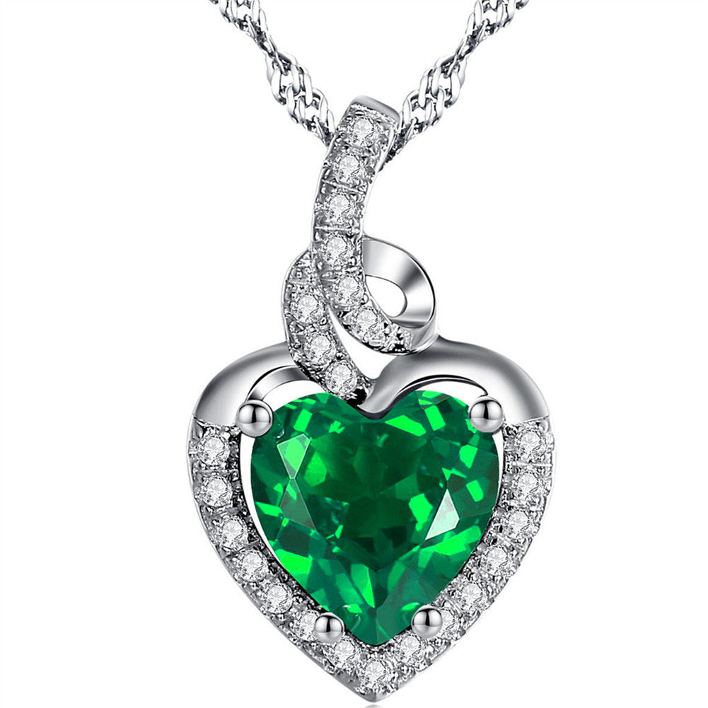 Birthstone Heart Necklace Sterling Silver Women Pendant Gifts for Women Her