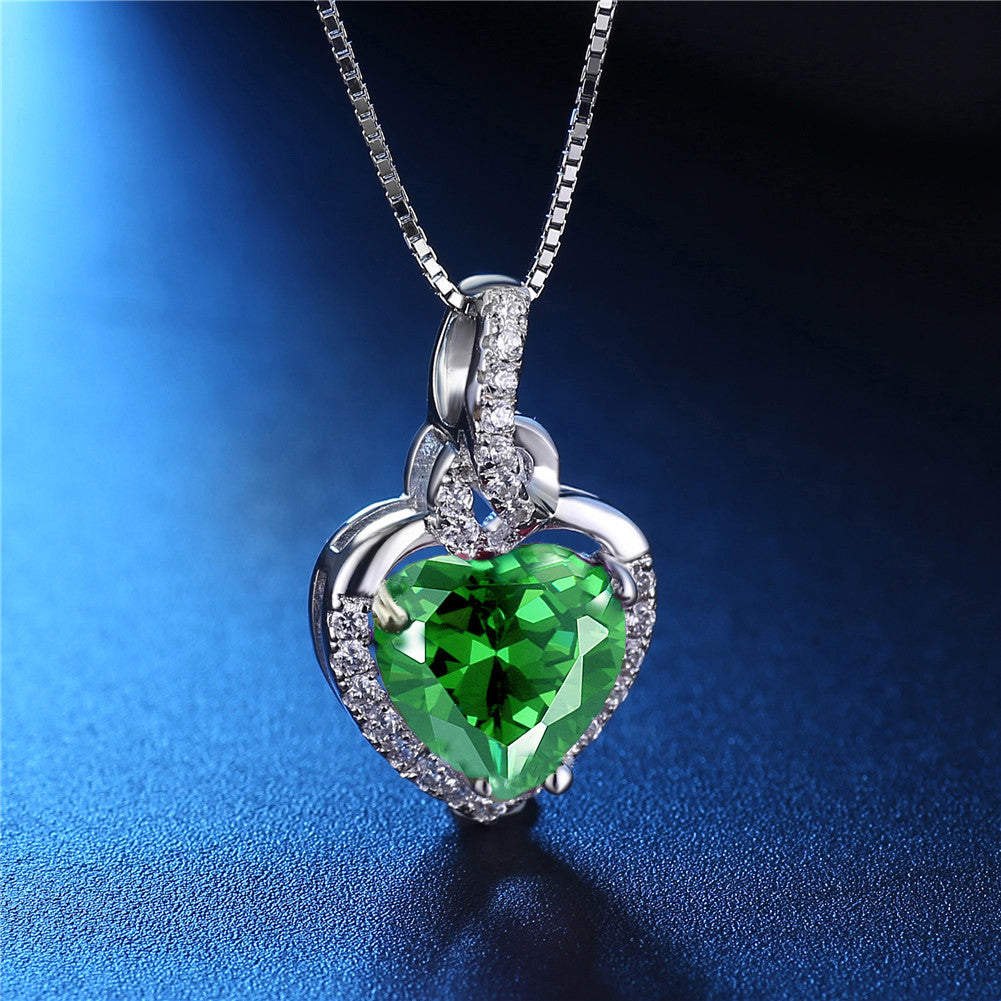 Birthstone Heart Necklace Sterling Silver Women Pendant Gifts for Women Her