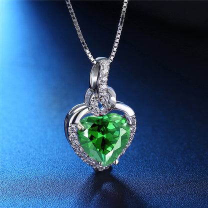 Birthstone Heart Necklace Sterling Silver Women Pendant Gifts for Women Her