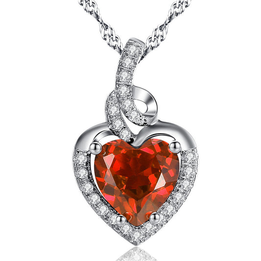Birthstone Heart Necklace Sterling Silver Women Pendant Gifts for Women Her