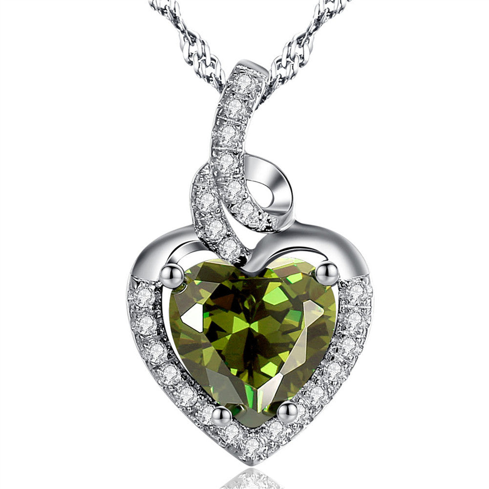 Birthstone Heart Necklace Sterling Silver Women Pendant Gifts for Women Her