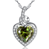 Birthstone Heart Necklace Sterling Silver Women Pendant Gifts for Women Her