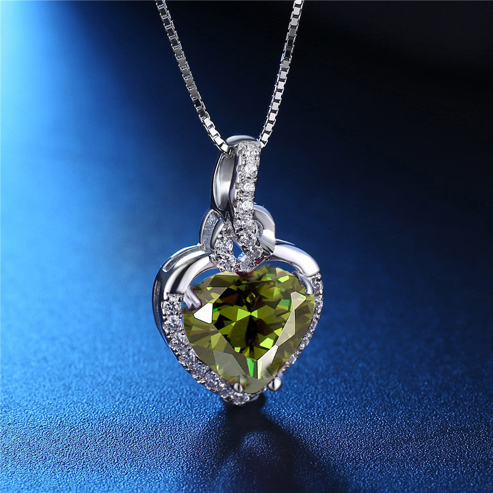 Birthstone Heart Necklace Sterling Silver Women Pendant Gifts for Women Her