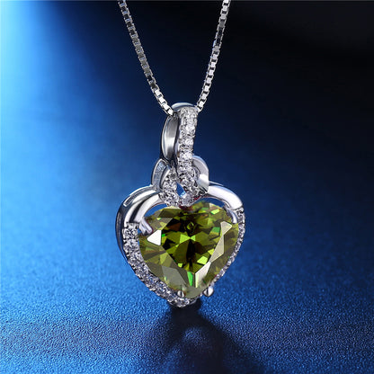 Birthstone Heart Necklace Sterling Silver Women Pendant Gifts for Women Her