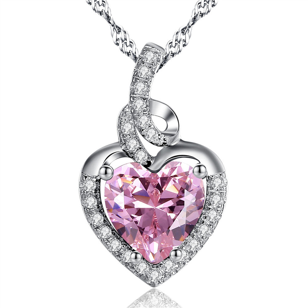Birthstone Heart Necklace Sterling Silver Women Pendant Gifts for Women Her