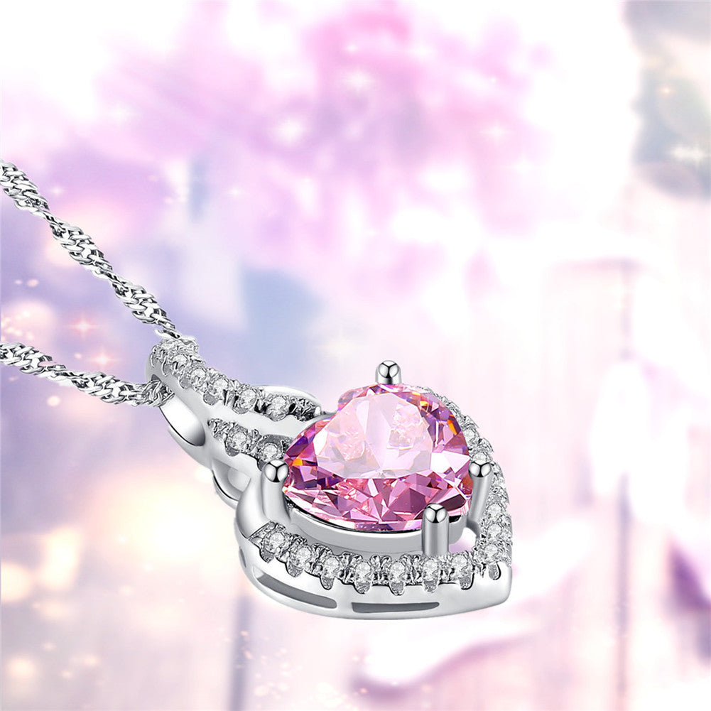 Birthstone Heart Necklace Sterling Silver Women Pendant Gifts for Women Her