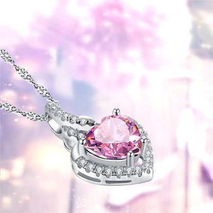 Birthstone Heart Necklace Sterling Silver Women Pendant Gifts for Women Her