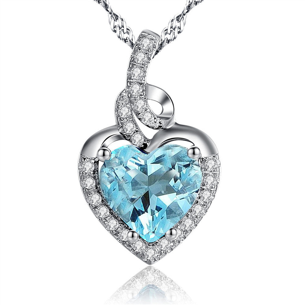 Birthstone Heart Necklace Sterling Silver Women Pendant Gifts for Women Her