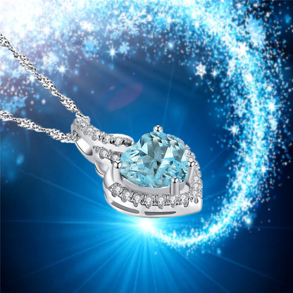 Birthstone Heart Necklace Sterling Silver Women Pendant Gifts for Women Her