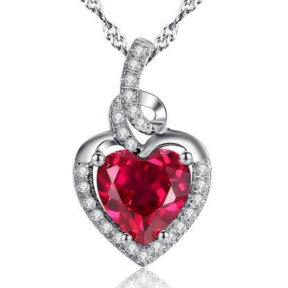 Birthstone Heart Necklace Sterling Silver Women Pendant Gifts for Women Her