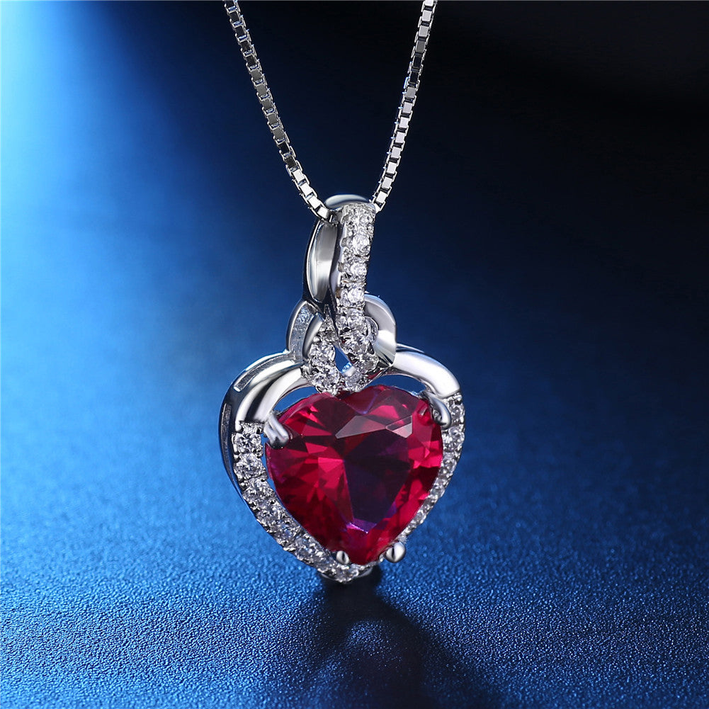 Birthstone Heart Necklace Sterling Silver Women Pendant Gifts for Women Her