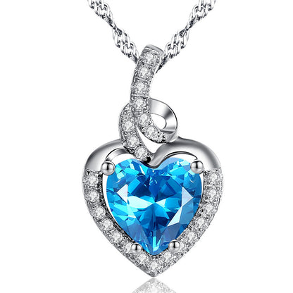 Birthstone Heart Necklace Sterling Silver Women Pendant Gifts for Women Her