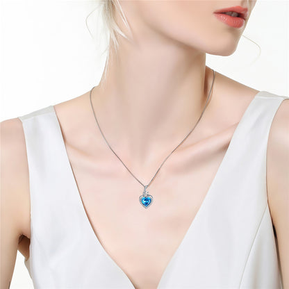 Birthstone Heart Necklace Sterling Silver Women Pendant Gifts for Women Her