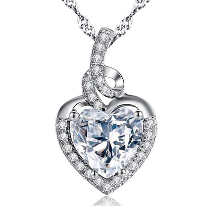 Birthstone Heart Necklace Sterling Silver Women Pendant Gifts for Women Her