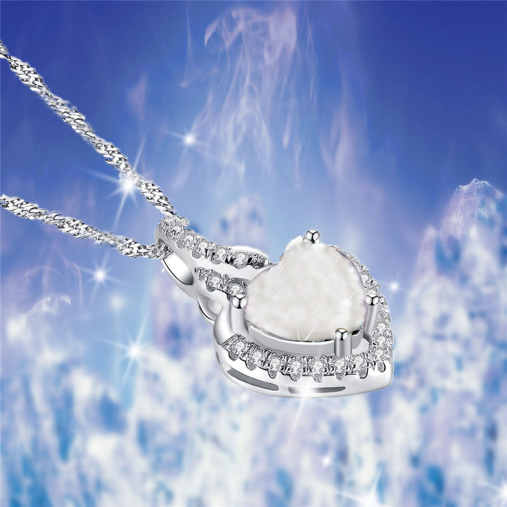 MABELLA Heart Pearl Pendant Necklace Sterling Silver Women Pendant Birthday Gifts for Her