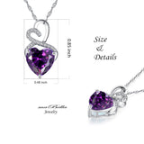 MABELLA Sterling Silver Double Heart Simulated Birthstone Pendant Necklace, Women Gifts for Her