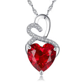 MABELLA Sterling Silver Double Heart Simulated Birthstone Pendant Necklace, Women Gifts for Her