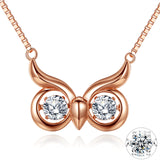 MABELLA Dancing Twinkling CZ Rose Gold Necklace Owl Eye Animal Pendant, Womens Gifts for Her