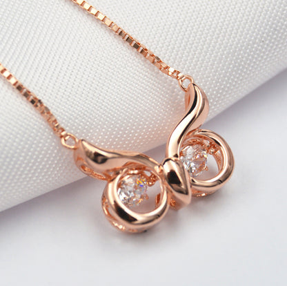 MABELLA Dancing Twinkling CZ Rose Gold Necklace Owl Eye Animal Pendant, Womens Gifts for Her