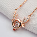 MABELLA Dancing Stone Pendant Necklace Rose Gold Reindeer Pendant Womens Valentines Gifts for Women
