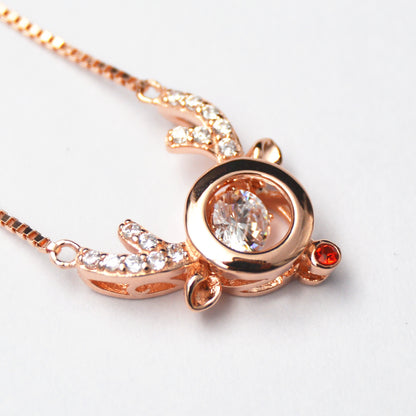 MABELLA Dancing Stone Pendant Necklace Rose Gold Reindeer Pendant Womens Valentines Gifts for Women