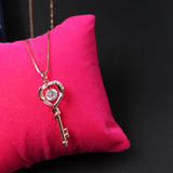 MABELLA Dancing Collection Rose Gold Plated Sterling Silver 0.9 ct Heart Shape Key Pendant Necklace