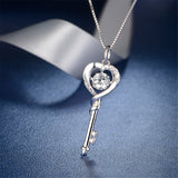 MABELLA Dancing Collection Rose Gold Plated Sterling Silver 0.9 ct Heart Shape Key Pendant Necklace