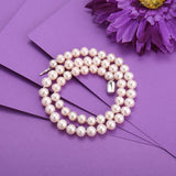 MABELLA High Luster AAA Grade Cultured Round White Freshwater Pearl Necklace