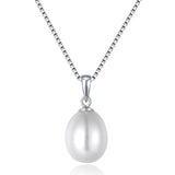 MABELLA Sterling Silver Genuine Freshwater Cultured Tear Drop Pearl Pendant Necklace Gift for Women