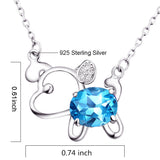 MABELLA 925 Sterling Silver Animals Dog Pendants Natural Blue Topaz/Amethyst Gemstone Necklace