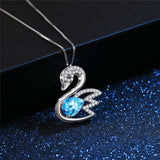 MABELLA 925 Sterling Silver Swan Genuine Blue Topaz/Pink Topaz Pendant Necklace, Gifts for Women