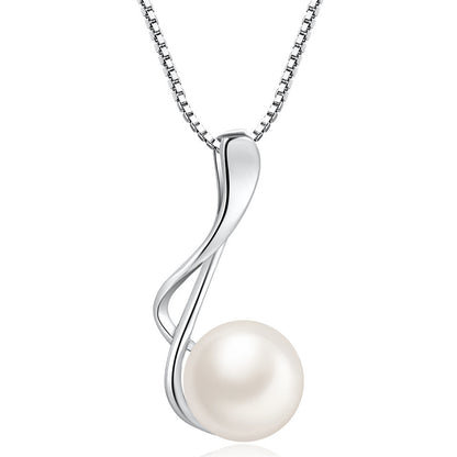 MABELLA 925 Sterling Silver Cultured Freshwater 9MM AAA White Pearl Music Pendant Necklace