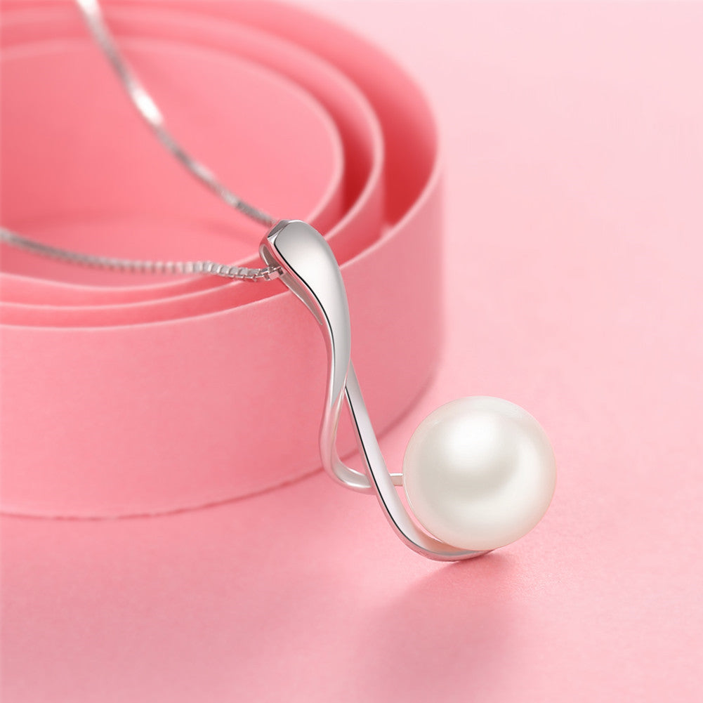 MABELLA 925 Sterling Silver Cultured Freshwater 9MM AAA White Pearl Music Pendant Necklace