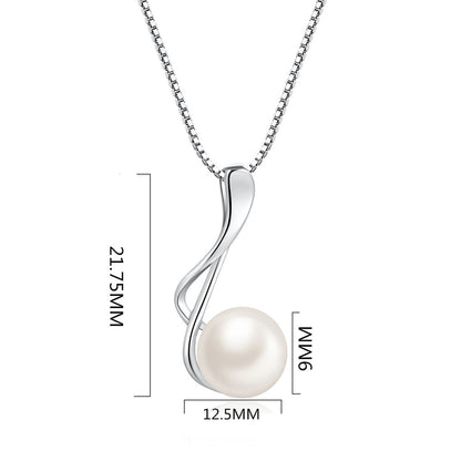 MABELLA 925 Sterling Silver Cultured Freshwater 9MM AAA White Pearl Music Pendant Necklace