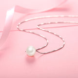 MABELLA Freshwater Cultured 8MM AAA White Round Pearl Pendant Necklace 925 Sterling Silver for Women
