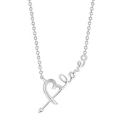 MABELLA 925 Sterling Silver Necklace for Women- Cute Arrow Love Necklace for  Girls- Classy Silver Heart Pendant Necklace for Girlfriend- 16 to 18 Inch Womens Necklace Gifts for Birthday, Anniversary