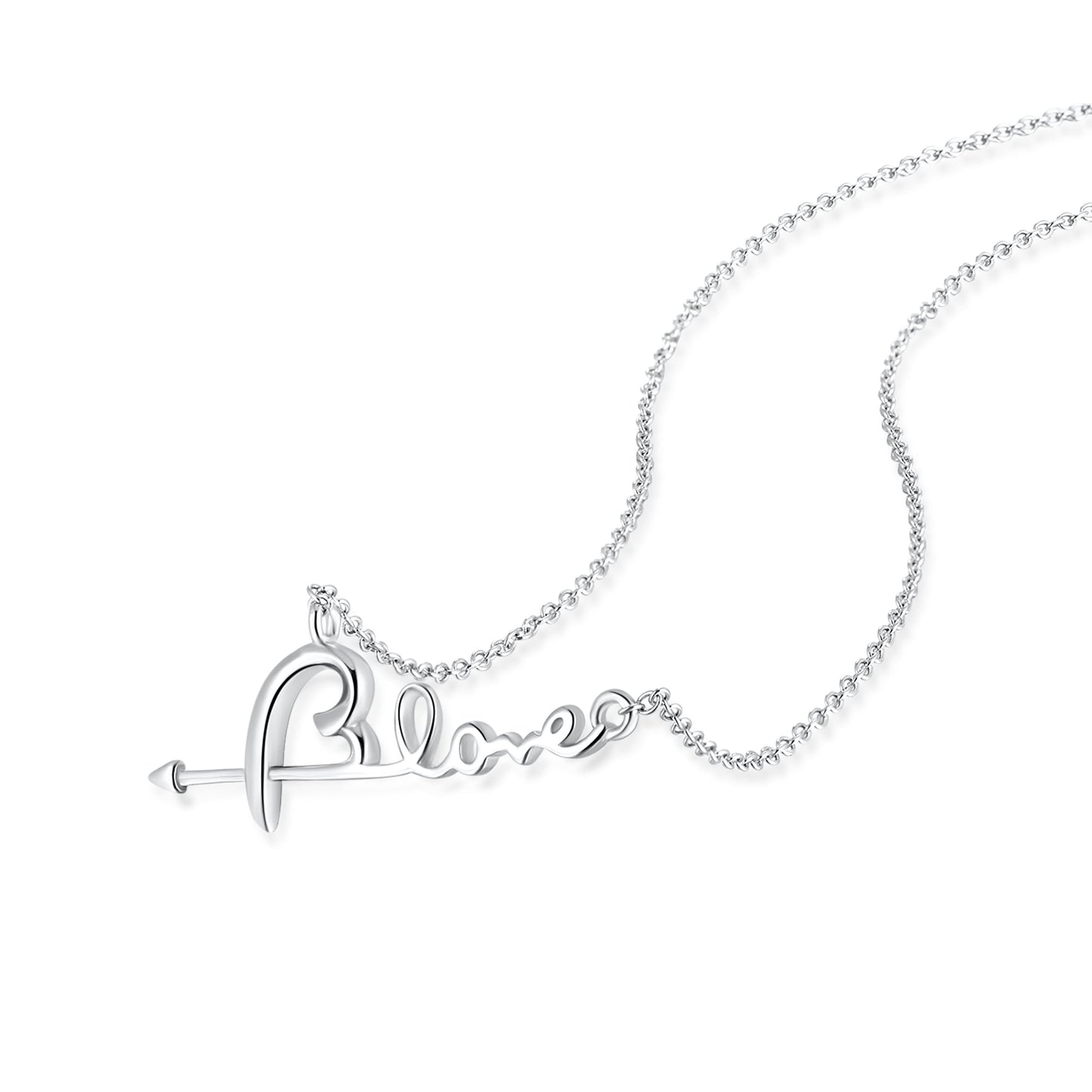MABELLA 925 Sterling Silver Necklace for Women- Cute Arrow Love Necklace for  Girls- Classy Silver Heart Pendant Necklace for Girlfriend- 16 to 18 Inch Womens Necklace Gifts for Birthday, Anniversary