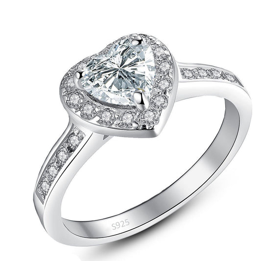 MABELLA Sterling Silver 1.90ct Halo Heart Engagement Ring Cubic Zirconia Promise Rings for Women