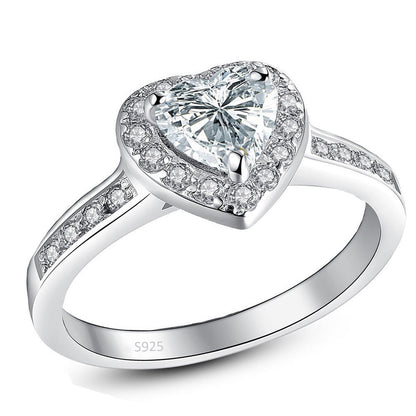 MABELLA Sterling Silver 1.90ct Halo Heart Engagement Ring Cubic Zirconia Promise Rings for Women