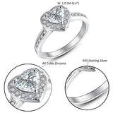 MABELLA Sterling Silver 1.90ct Halo Heart Engagement Ring Cubic Zirconia Promise Rings for Women