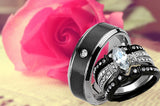 His and Hers Couples Rings Black Stainless Steel Wedding Engagement Ring Bridal Sets Mens Band