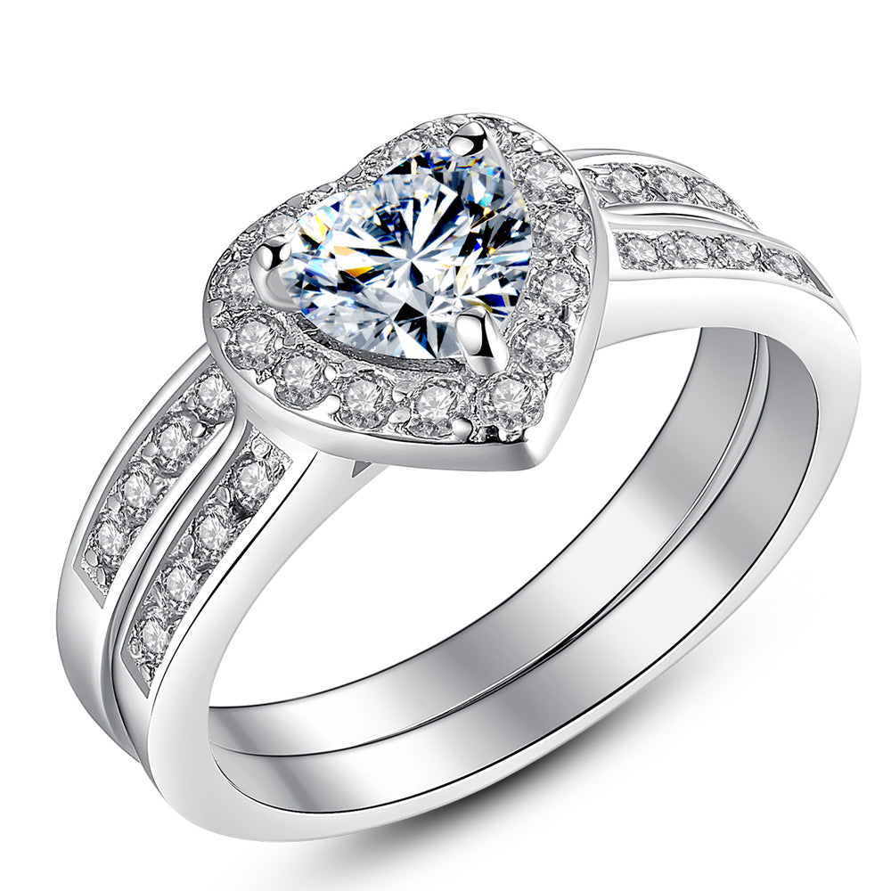 MABELLA 3 PCS His Hers Stainless Steel Women's Wedding Engagement Rings & Men's Matching Band