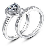 MABELLA 3 PCS His Hers Stainless Steel Women's Wedding Engagement Rings & Men's Matching Band