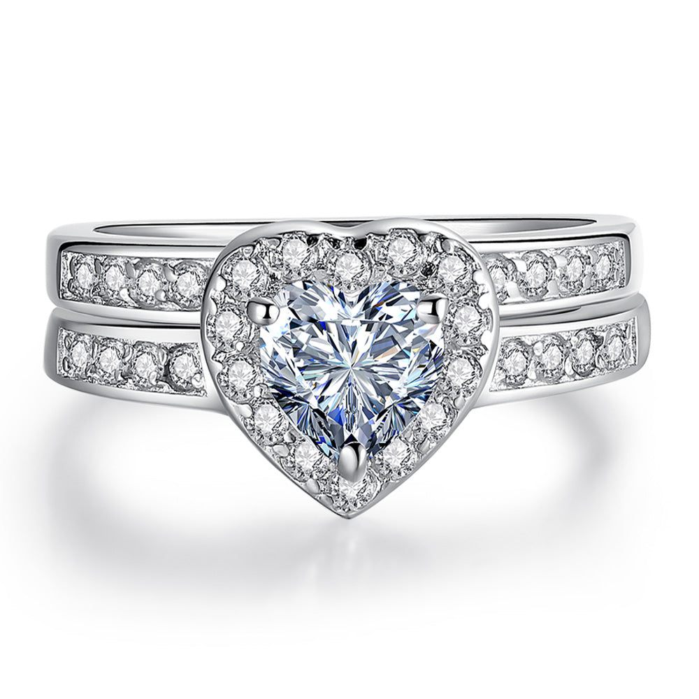MABELLA 3 PCS His Hers Stainless Steel Women's Wedding Engagement Rings & Men's Matching Band
