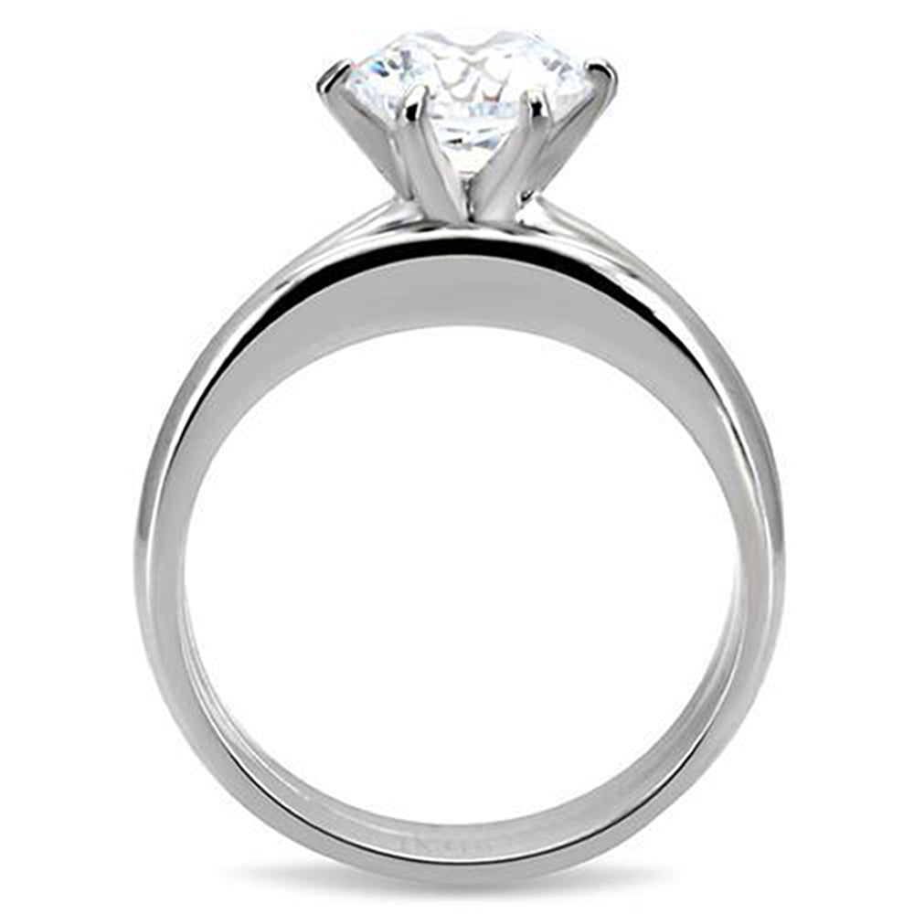 MABELLA Stainless Steel Women Cubic Zirconia Round Cut Wedding Engagement Ring Set