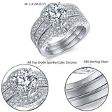 MABELLA Jewelry 2.50 CTW Halo Round White CZ 925 Sterling Silver Engagement Wedding Band Ring Sets