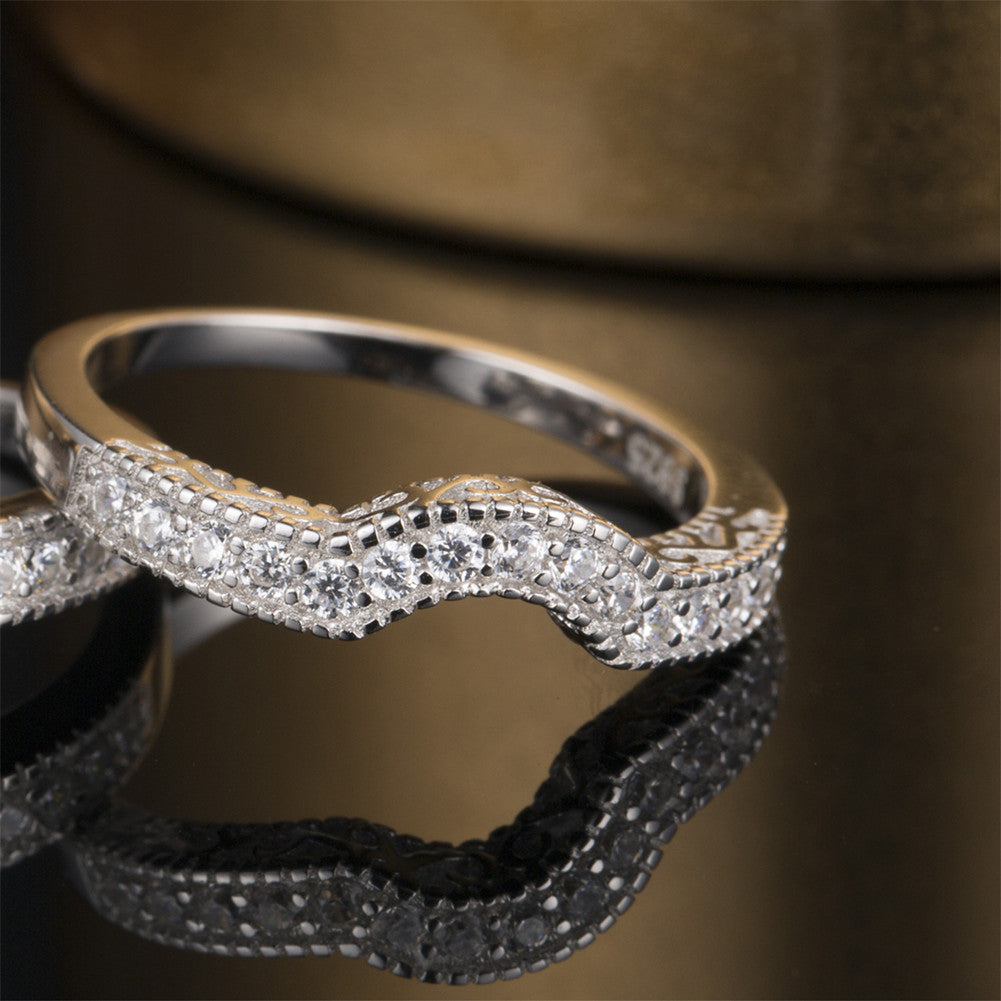 MABELLA Jewelry 925 Solid Sterling Silver Engagement Wedding Ring Band