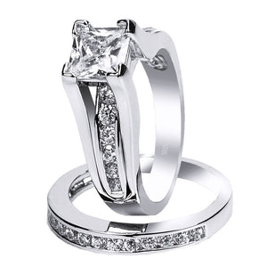 Newshe 2 Pieces 925 Sterling Silver Engagement Ring Enhancer Wedding Band For Women Pear Cut AAAAA Zircon Jewelry Size 4-13 - 36