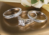 MABELLA Sterling Silver Cubic Zirconia Princess Cut Wedding Engagement Ring Bridal Set for Women