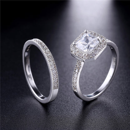 MABELLA Women's 1.8 CTW Princess Cut 925 Sterling Silver CZ Wedding Engagement Ring Set